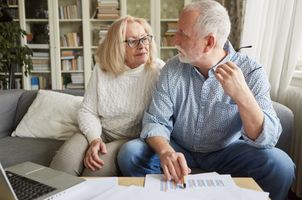 Couple looking into pension plans