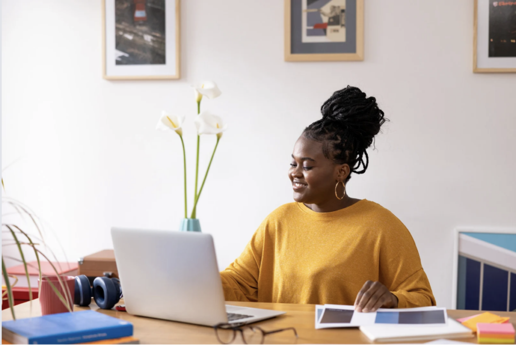 Woman working from home