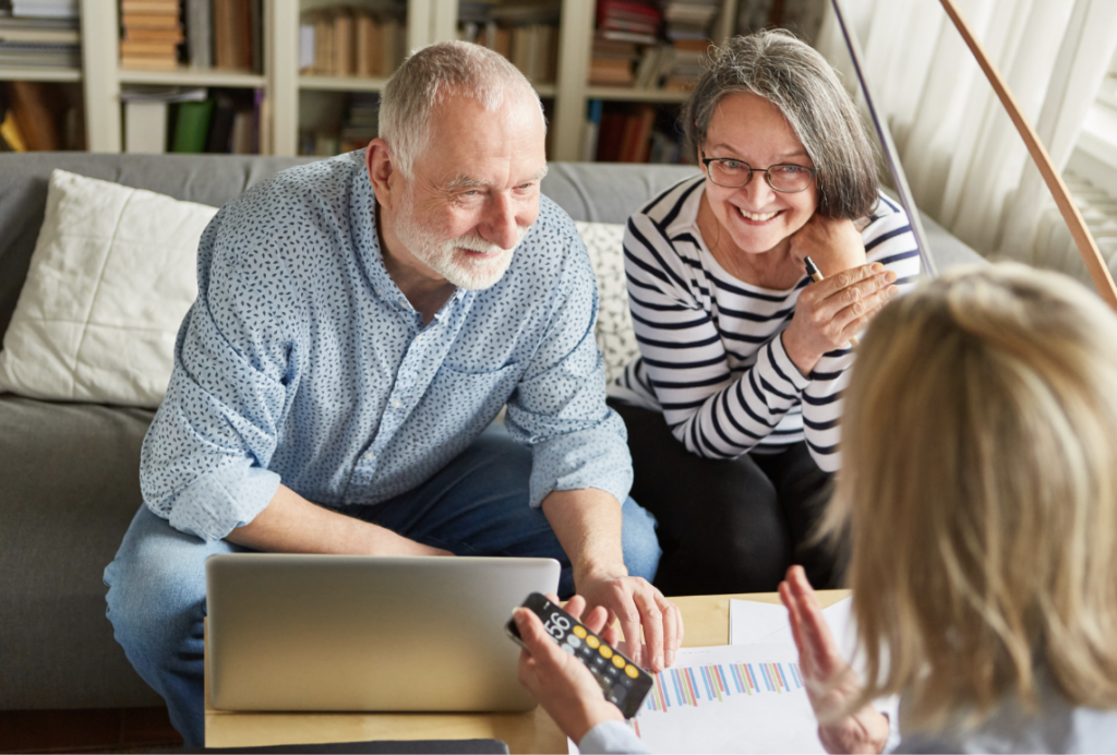 Couple looking at pension plans