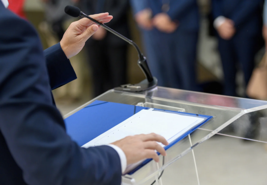 Person on the debate table