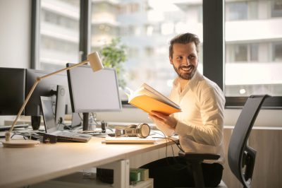 Employer at work office desk